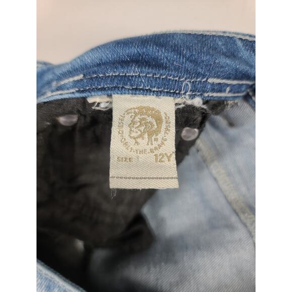 Diesel Blue Denim Distress Jeans Mid Rise 12 Y 28 - Picture 5 of 5
